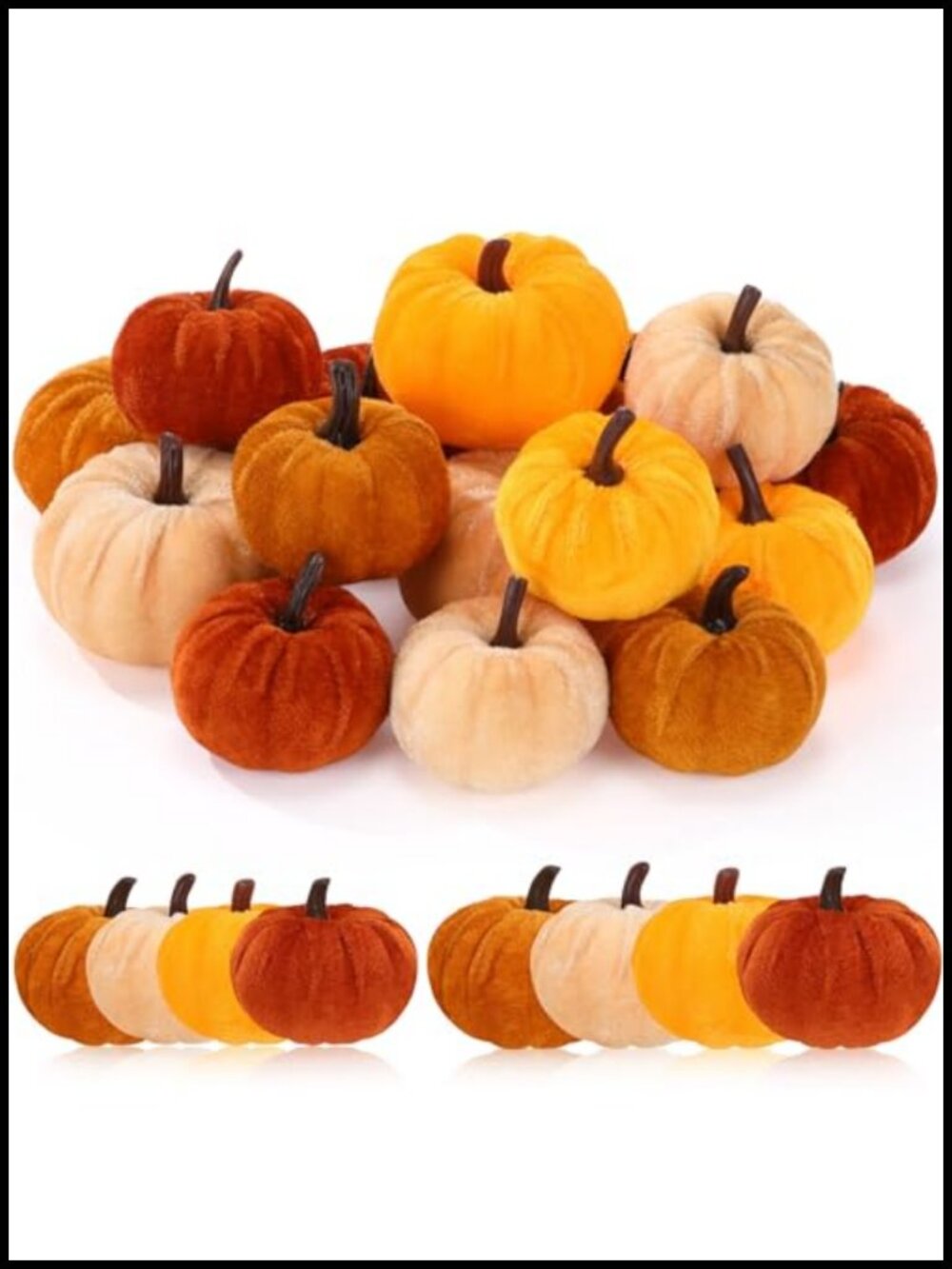 Velvet Pumpkins 24 Pcs Small Mini Fall Thanksgiving Decor